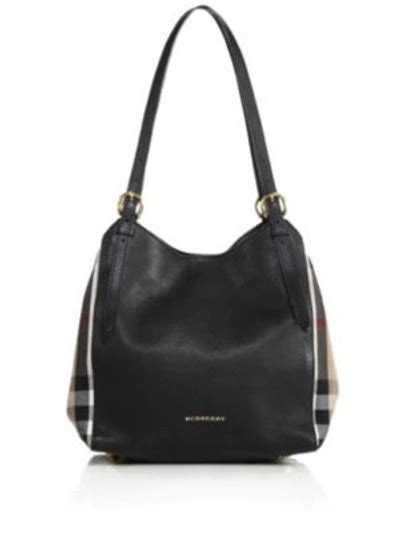 burberry canter small leather & house check tote